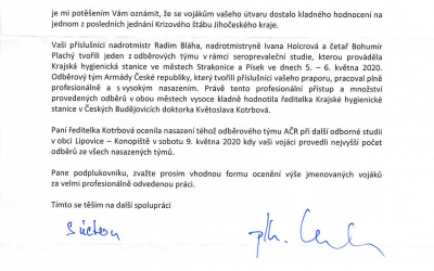 Děkovný dopis od ředitele KVV České Budějovice