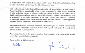 Děkovný dopis od ředitele KVV České Budějovice